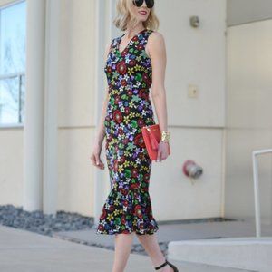 Suno Floral Print Midi Dress - Size 8